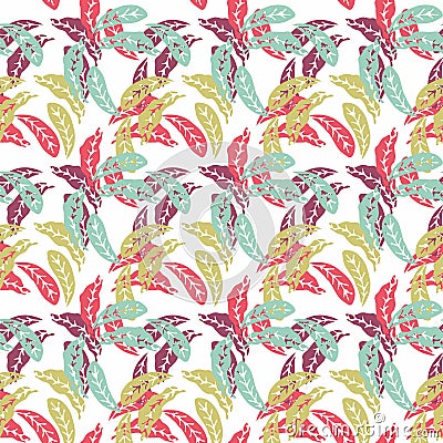 A tropical leafy print seamless vecor pattern Stock Photo