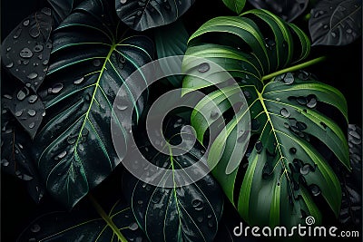 Tropical leaves background. Monstera deliciosa plant. Stock Photo