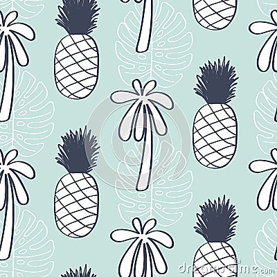 Tropical Leaves seamless pattern Vector Illustration