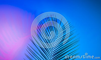 Tropical leaves in vibrant bold gradient holographic neon colors Stock Photo