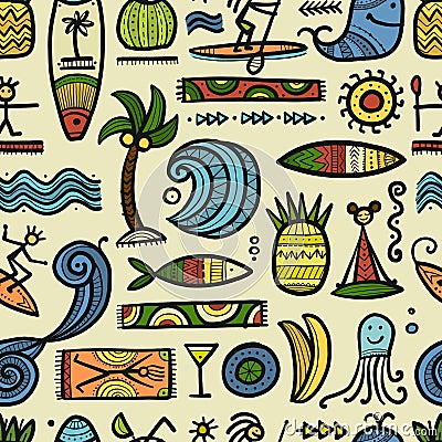 Tropical Lifestyle background. Tribal elements. Seamless Pattern for your design Vector Illustration