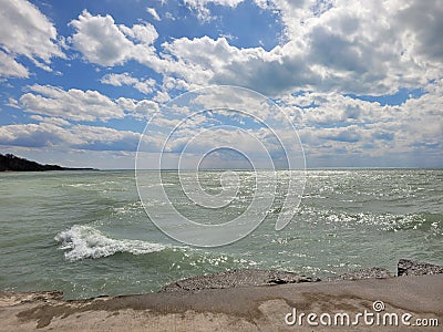 Tropical Look of Lake Huron Stock Photo