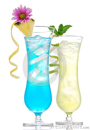 Tropical Martini cosmopolitan cocktail blue hawaiian Stock Photo