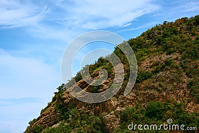 Tropical Mountains Detailed Landscape Green Ascend Stock Photo