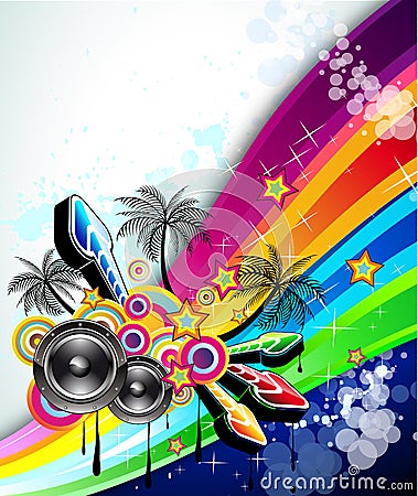 Tropical Music Event Disco Flyer Vector Illustration