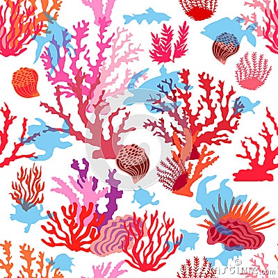Tropical ocean corals. Vector Illustration