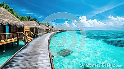 Tropical Overwater Bungalows Stock Photo
