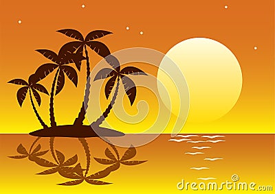 Tropical palm island Vector Illustration