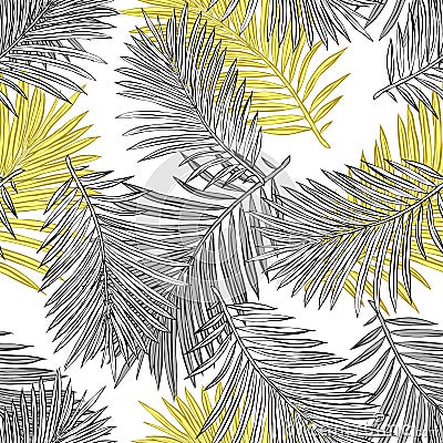 Tropical palm leaves, jungle leaves seamless vector floral pattern background. Vector Illustration