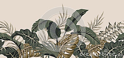 Tropical palm leaves, jungle leaves seamless vector floral pattern background Vector Illustration