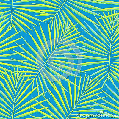 Tropical palm leaves pattern seamless background. Exotic fashion trendy floral foliage pattern. Seamless beautiful botany palm Vector Illustration