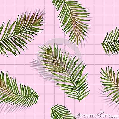 Tropical Palm Leaves Seamless Pattern. Jungle Floral Background. Summer Exotic Botanical Foliage Design with Tropic Plants Vector Illustration