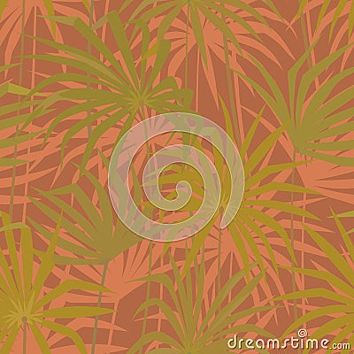 Tropical palm leaves seamless pattern. Tropic jungle fan leaf background Vector Illustration