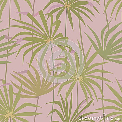 Tropical palm leaves seamless pattern. Tropic jungle fan leaf background Vector Illustration