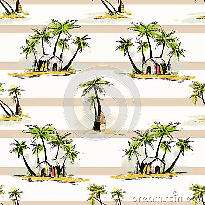 Tropical palm pattern Vector Illustration