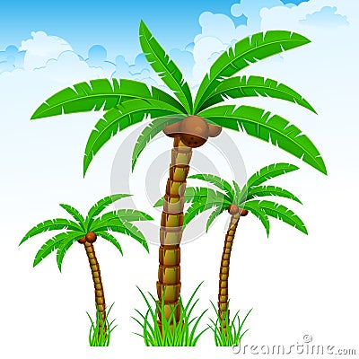 Tropical palm trees again sky Vector Illustration