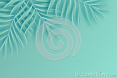 Tropical paper palm leaves frame. Summer tropical leaf. Origami Vector Illustration