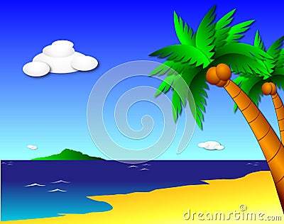 Tropical Paradise Cartoon Illustration