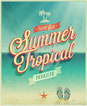 Tropical paradise poster. Vector Illustration