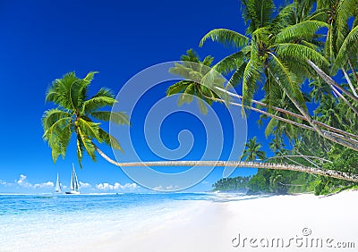 Tropical Paradise Sailboat Summer Vacation Concept Stock Photo