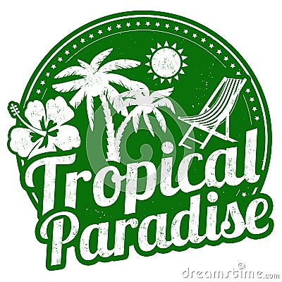 Tropical paradise stamp Vector Illustration