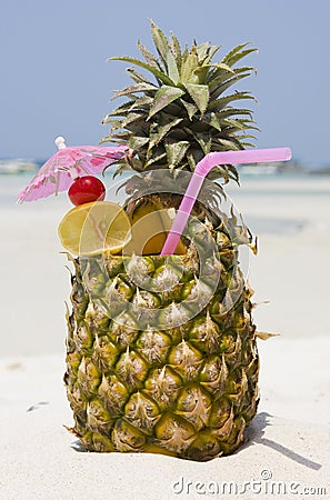 Tropical pineapple cocktail Stock Photo