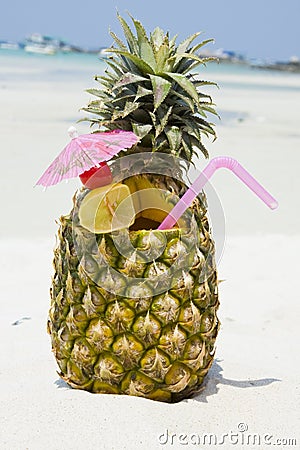 Tropical pineapple cocktail Stock Photo