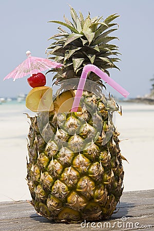 Tropical pineapple cocktail Stock Photo