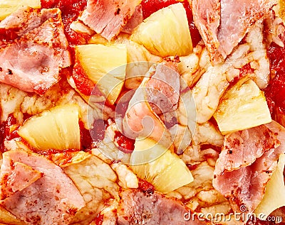 Tropical pineapple and ham Hawaiian pizza Stock Photo