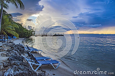 Tropical Resort Cove at Sunset Stock Photo