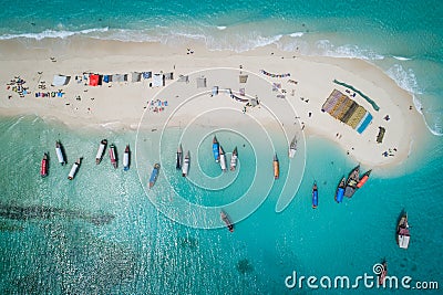 Tropical sand island with white sand beach, Zanzibar Stock Photo
