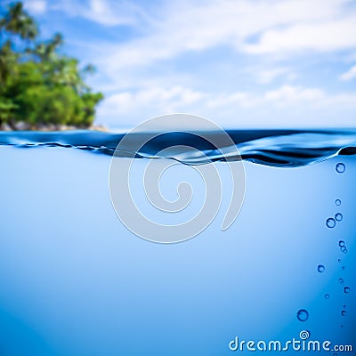 Tropical sea underwater and water surface Stock Photo