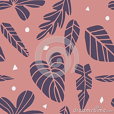 Tropical seamless leaves pattern Vector Illustration