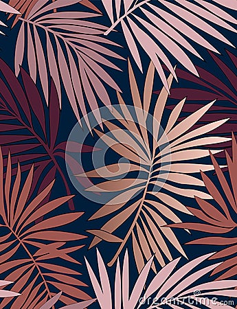 Tropical seamless pattern with leaves. Vector Illustration