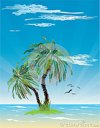 Tropical seascape Vector Illustration