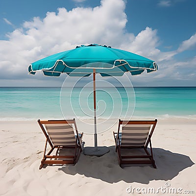 Tropical serenity, sandy beach, majestic skies, and serene beachside bliss Stock Photo