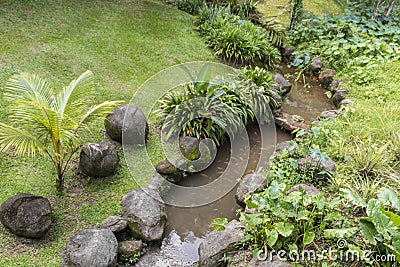 Tropical small river, Perdana Botanical Gardens Lake Gardens, Malaysia Stock Photo
