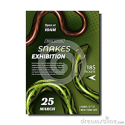 Tropical Snakes Exhibition Advertise Banner Vector Vector Illustration