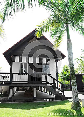 Tropical style house in garden Stock Photo