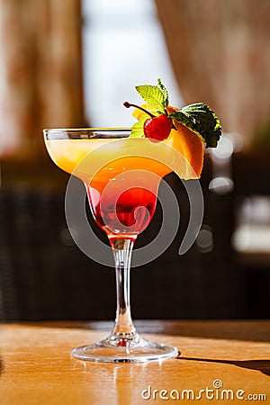 Tropical summer fruity coctail Stock Photo