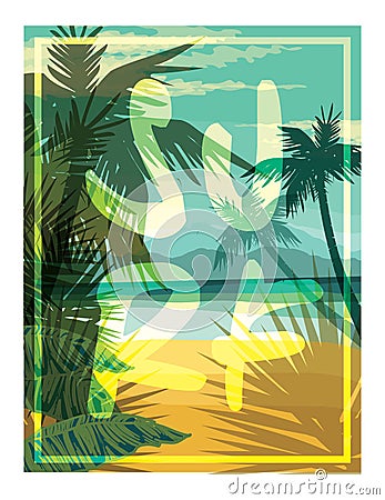 Tropical summer print with slogan for t-shirt graphic and other Vector Illustration