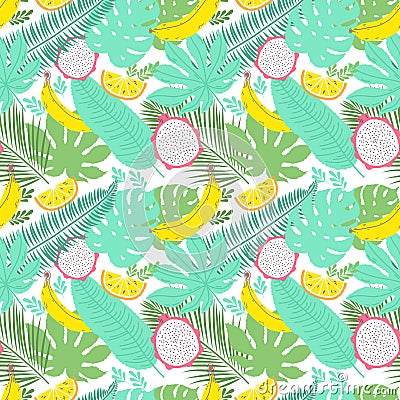 Tropical summer seamless background with bananas Stock Photo