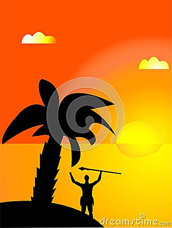 Tropical sunrise Vector Illustration