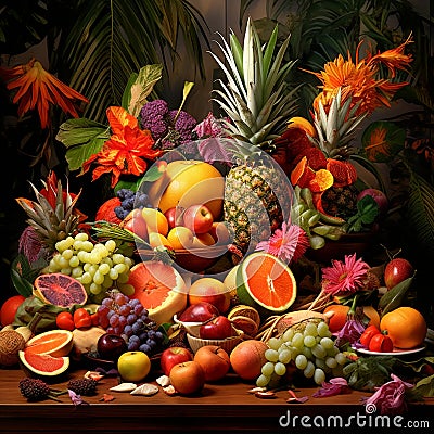Tropical Temptations: Exotic Delights from Nature's Garden Stock Photo