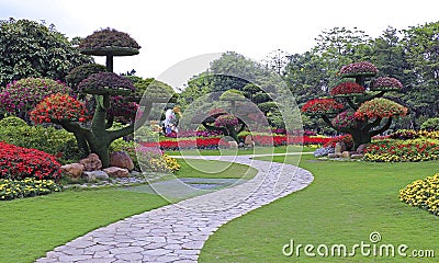 Tropical topiary garden Stock Photo