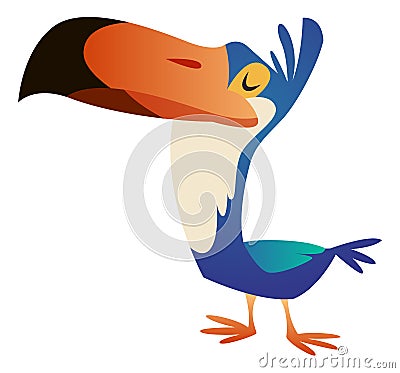 Tropical toucan. Big beak bird. Exotic animal Vector Illustration