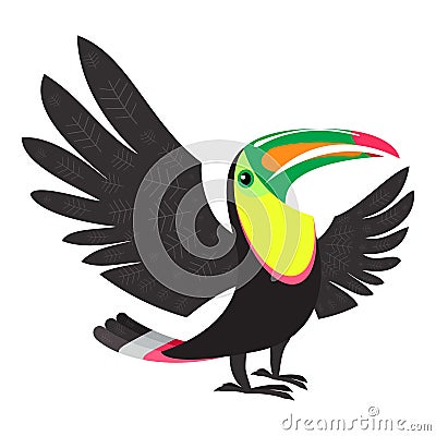 Tropical toucan icon, cartoon style Vector Illustration