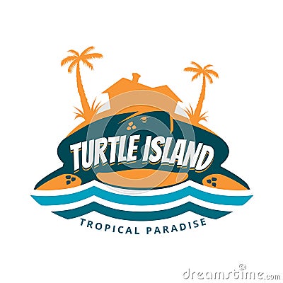 Tropical Turtle Island symbol Vector Illustration