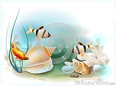 tropical underwater world Vector Illustration