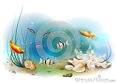 tropical underwater world Vector Illustration